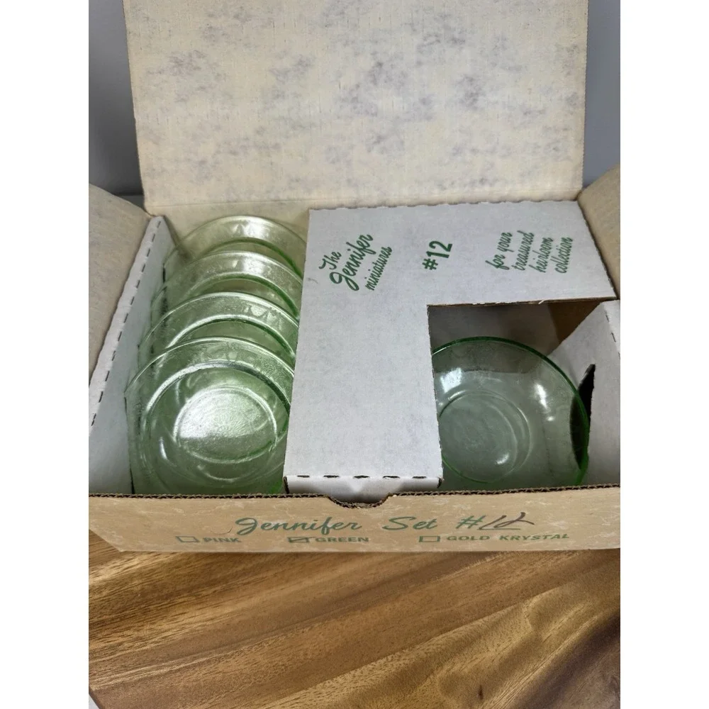 VTG Mosser Glass Miniatures depression, Jennifer #12 -‎ Green Bowl Set